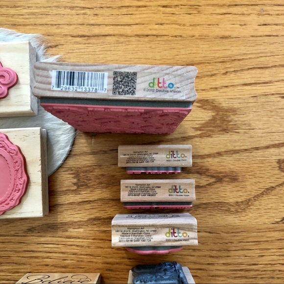 Set of 15 rubber stamps with wooden handles - Picture 7 of 8